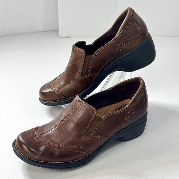 Earth Origins Brown Leather Chunky Wedge Platform Shoes Veronica Too Women 8.5 M - Picture 5 of 13